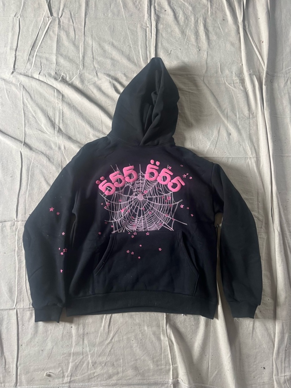 Black Spider Worldwide Hoodie with Pink Spiderweb Graphic - Women’s Hoodie’s